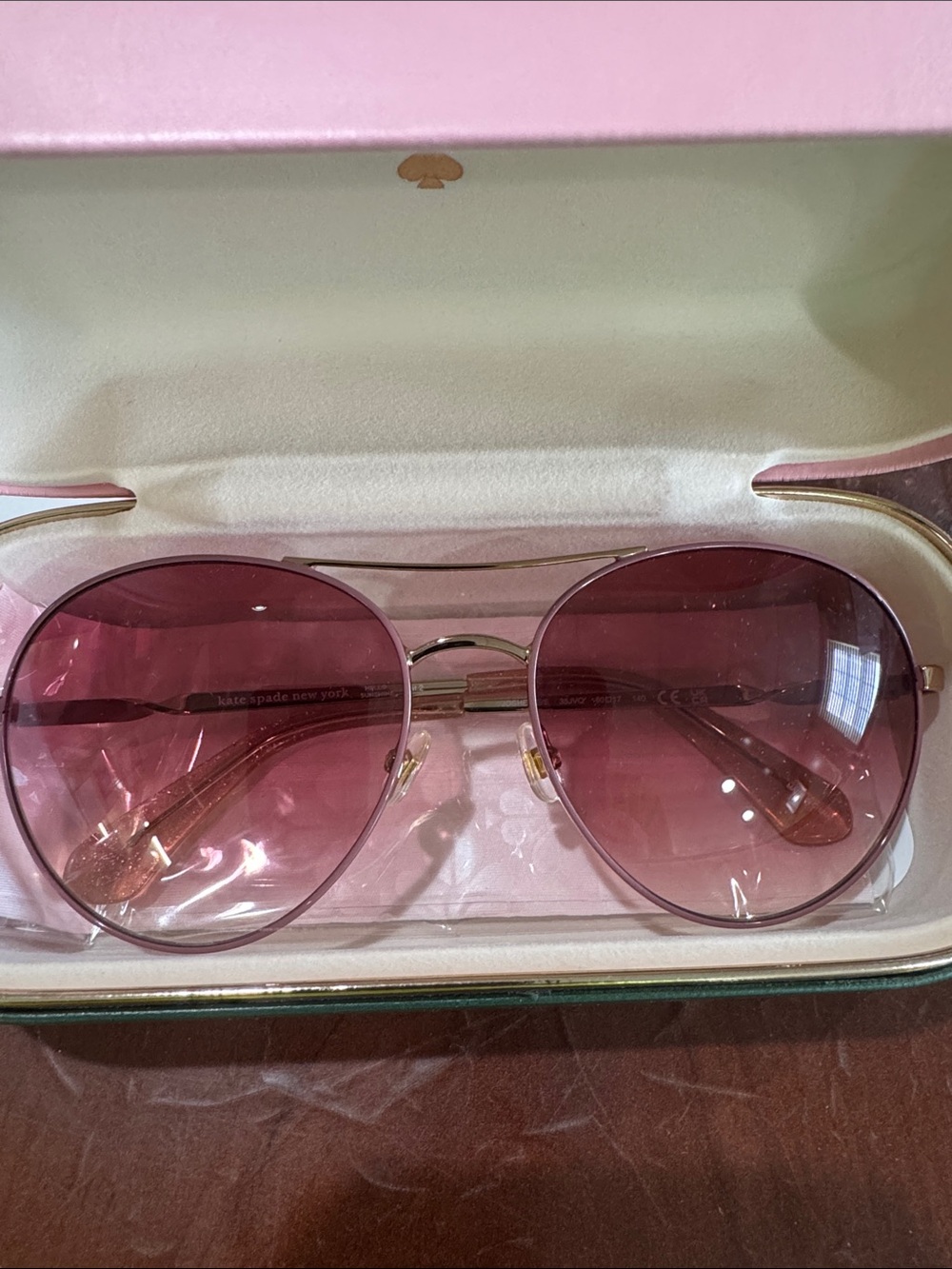 Kate Spade Joshelle Pink Aviator Sunglasses with Case oversized 60-17-140